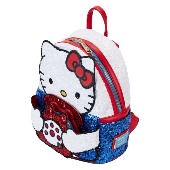Loungefly Exclusive Hello Kitty 50th Anni. Phone Sequin Cosplay Mini Backpack - Picture 5 of 5